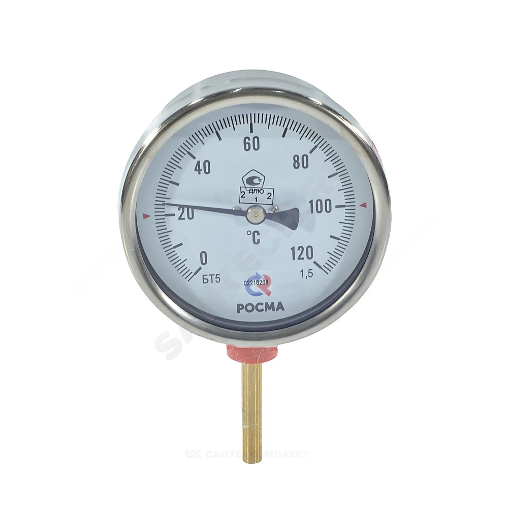 Термометр биметаллический радиальный Дк100 120С L=150мм G1/2" БТ-52.211 Росма 00000002639