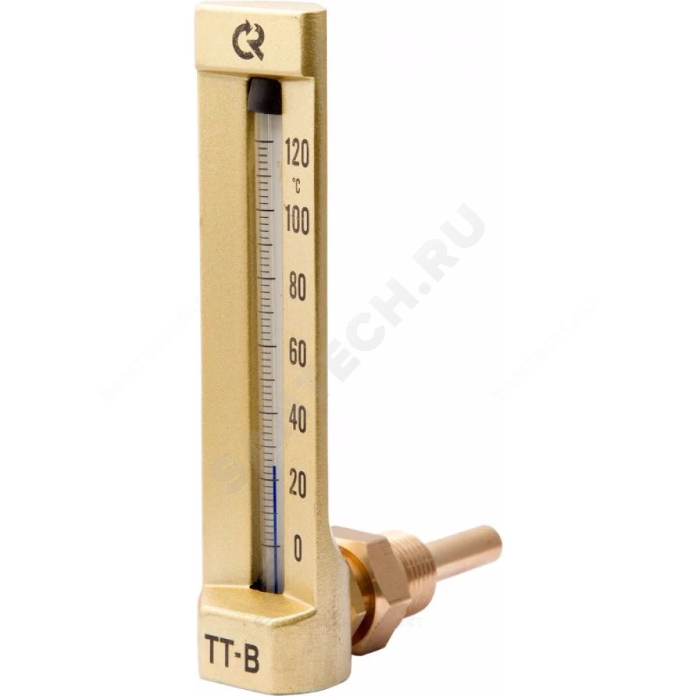 Термометр жидкостной виброустойчивый угловой 100С L=100мм G1/2" ТТ-В-150 150/100 Росма 00000002808