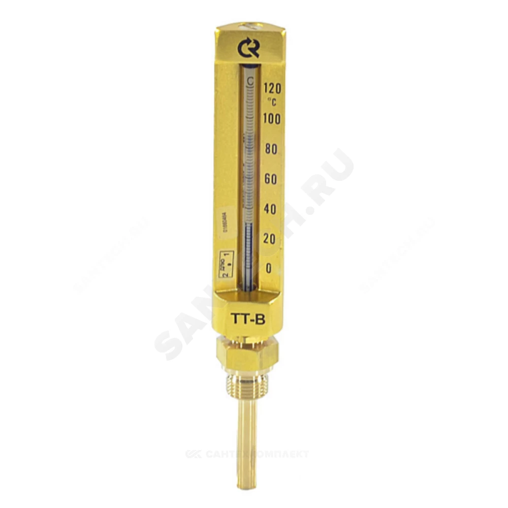 Термометр жидкостной виброустойчивый прямой 120С L=150мм G1/2" ТТ-В-150 150/150 Росма 00000005341