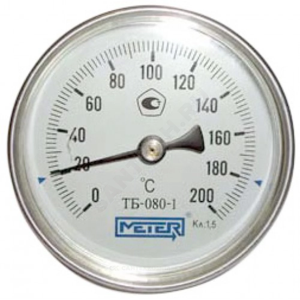 Термометр биметаллический осевой Дк80 200С L=60мм G1/2" ТБ80 Метер