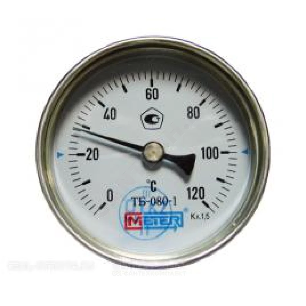 Термометр биметаллический осевой Дк80 120С L=100мм G1/2" ТБ80 Метер