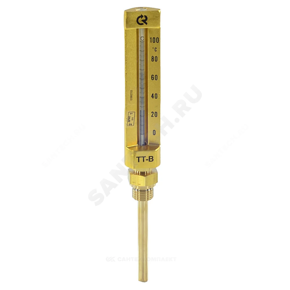 Термометр жидкостной виброустойчивый прямой 100С L=150мм G1/2" ТТ-В-150 150/150 Росма 00000007736