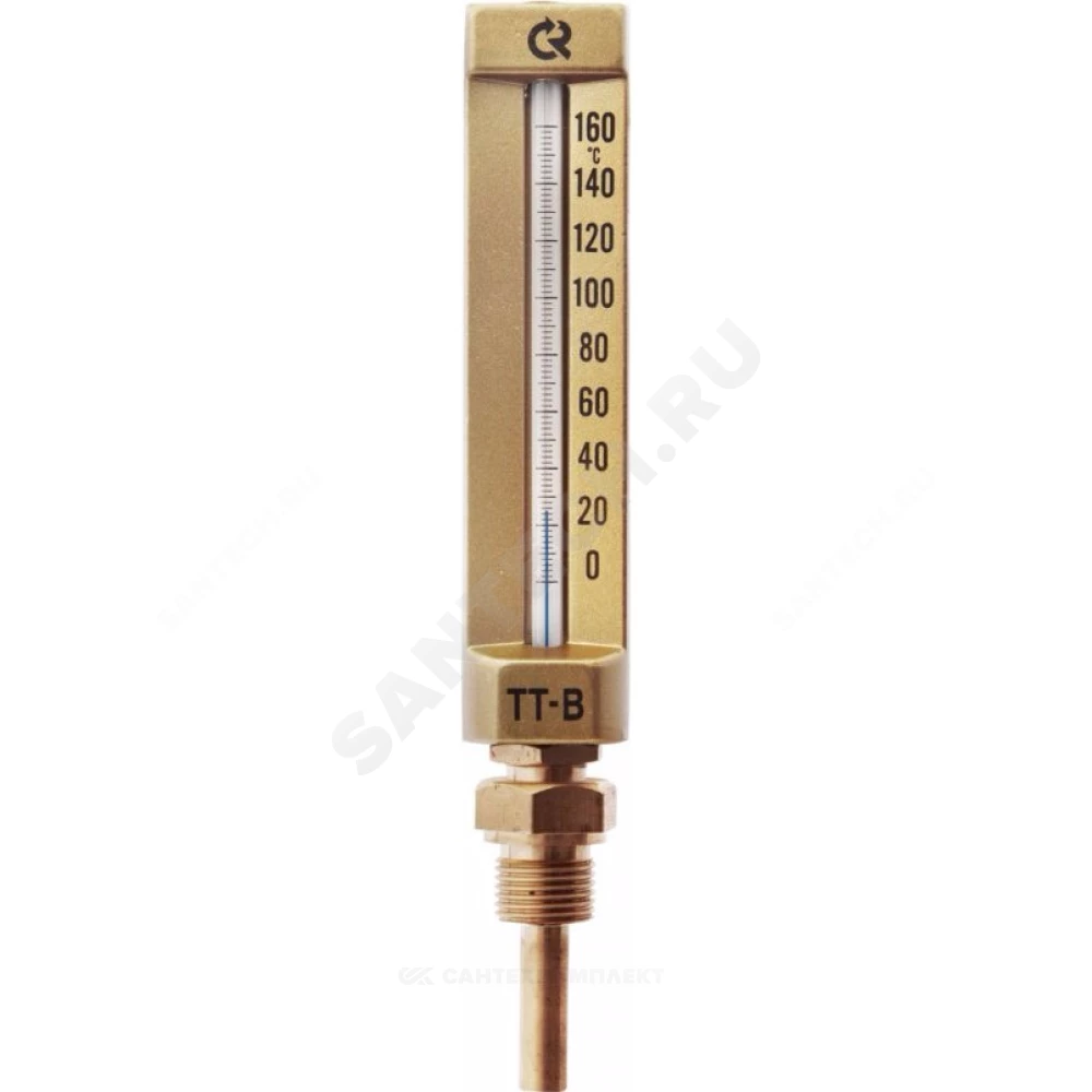 Термометр жидкостной виброустойчивый прямой 200С L=150мм G1/2" ТТ-В-150 150/150 Росма 00000033325