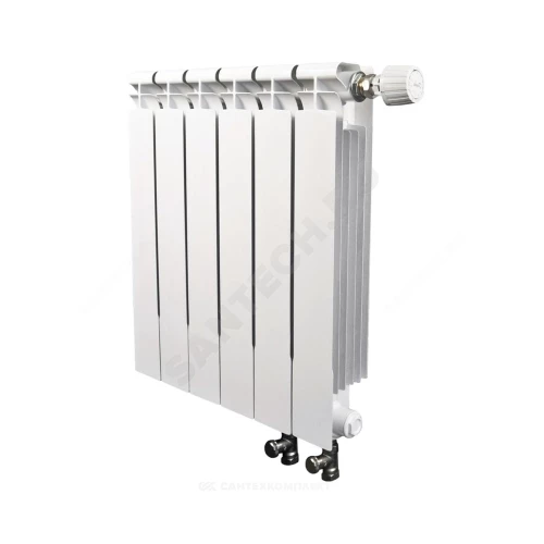 Радиатор биметаллический РБС 500/95 (А14) 20 секций Qну=3600 Вт с т/клапаном Danfoss ниж/п лев RAL 9010 (белый) Сантехпром