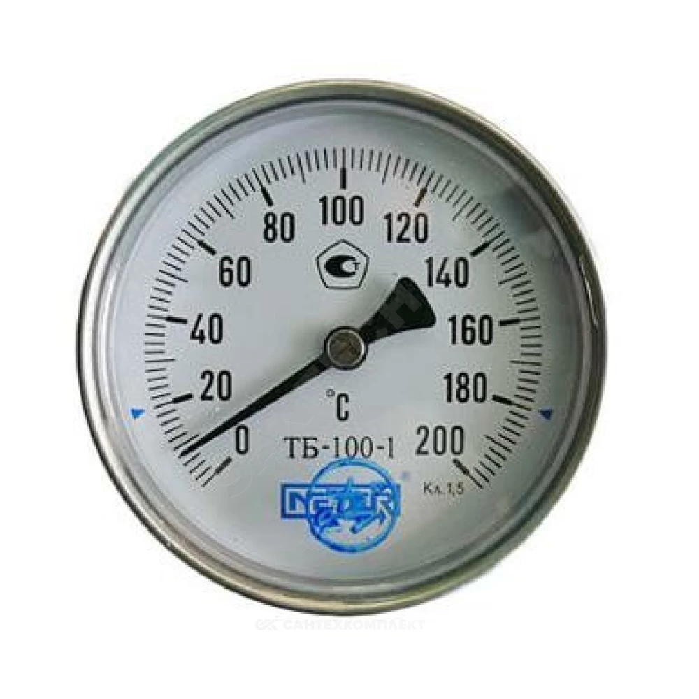 Термометр биметаллический осевой Дк100 160С L=200мм G1/2" ТБ100 Метер