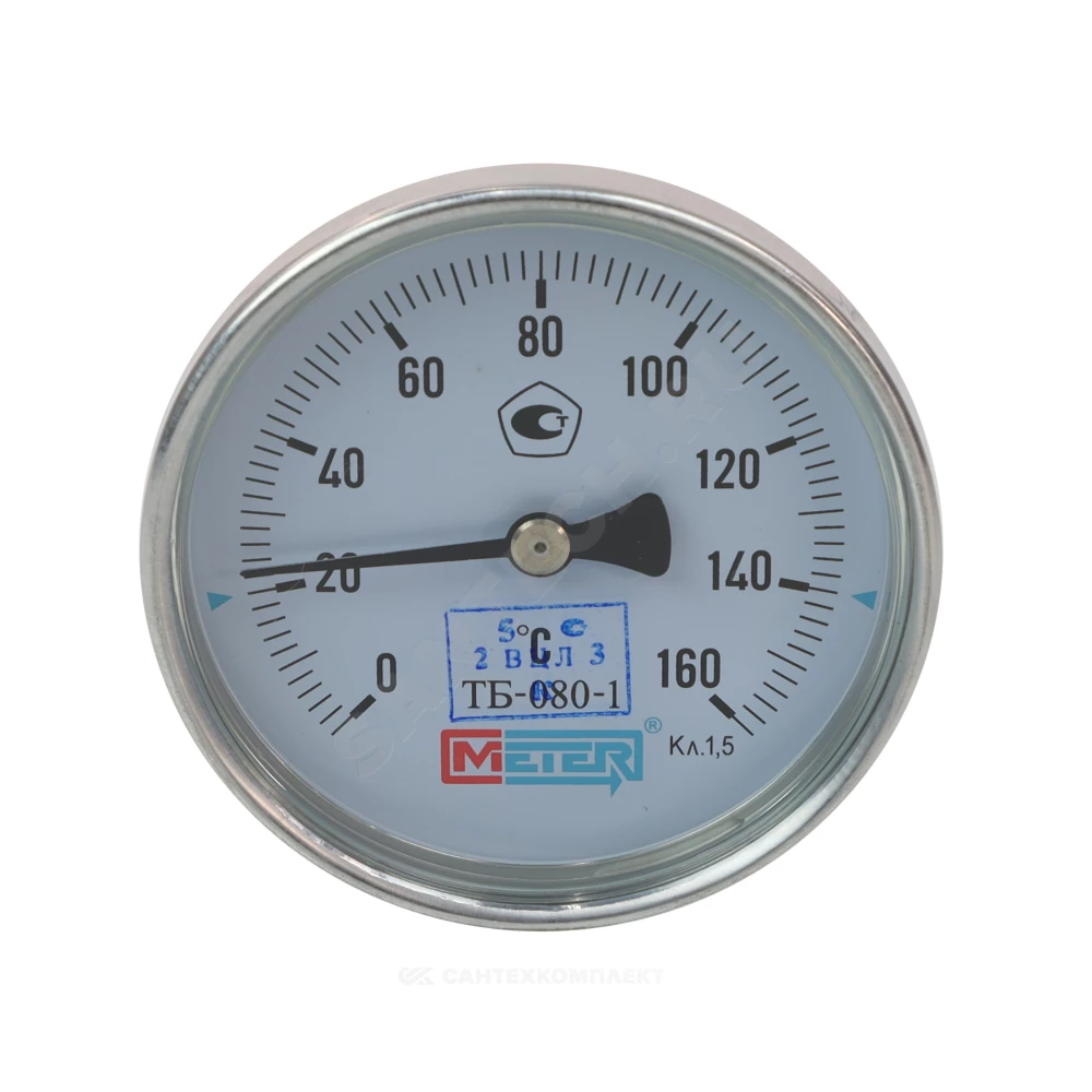 Термометр биметаллический осевой Дк80 160С L=80мм G1/2" ТБ80 Метер