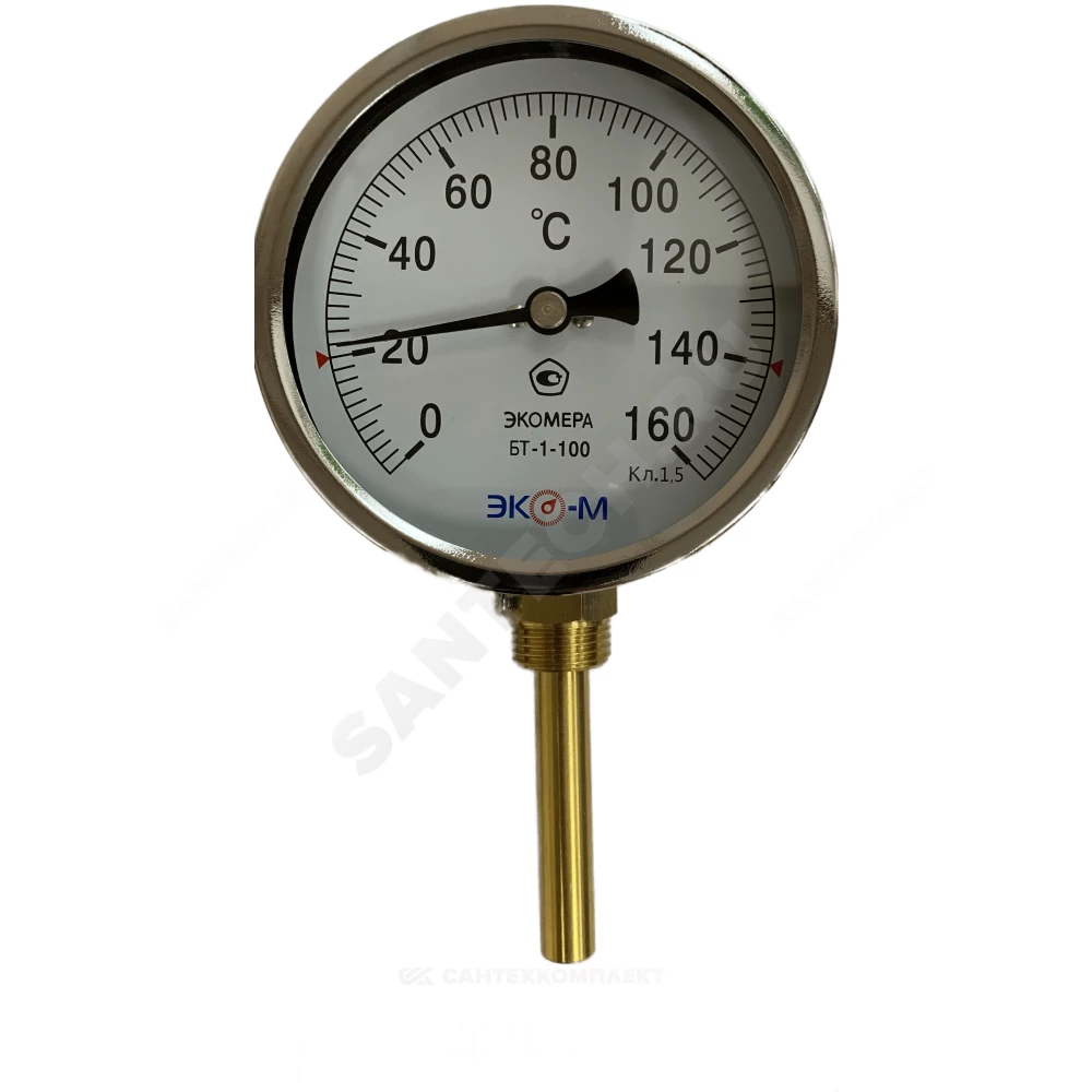 Термометр биметаллический радиальный Дк100 160С L=100мм БТ-1-100 ЭКОМЕРА БТ-1-100-160С-L100-РИ