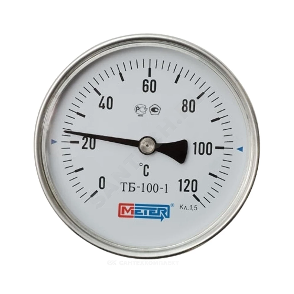 Термометр биметаллический осевой Дк63 60С L=100мм G1/2" ТБ63 Метер