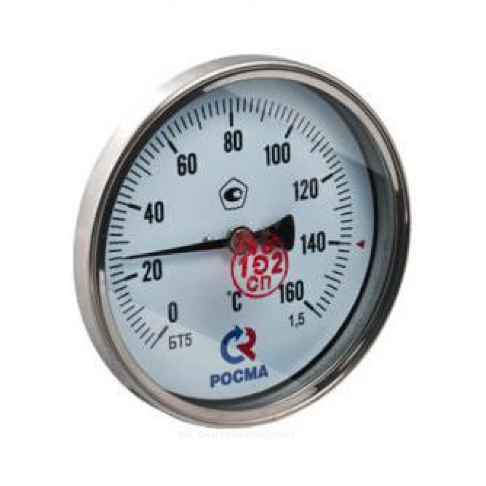 Термометр биметаллический осевой Дк80 160С L=150мм G1/2" БТ-41.211 Росма 00000012607