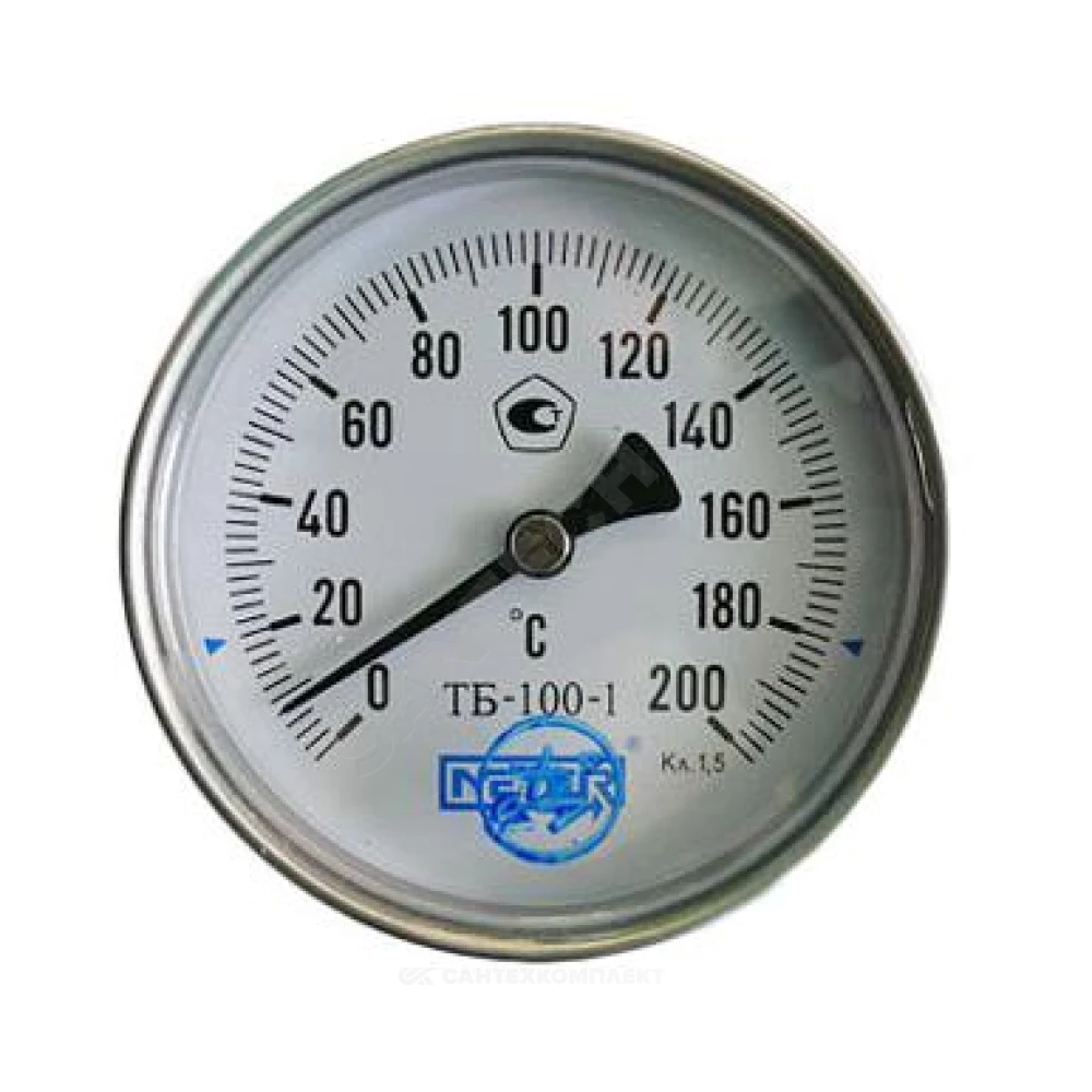 Термометр биметаллический осевой Дк100 200С L=100мм G1/2" ТБ100 Метер