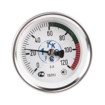 Термометр биметаллический осевой Дк100 L=100мм G1/2" 120С ТБП-Т НПО ЮМАС