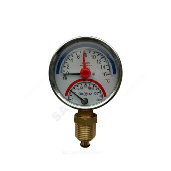 Термоманометр радиальный Дк80 0,6МПа L=40мм с переходником на G1/2" G1/4" 160С ЭКОМЕРА МД04-80-G-0,6МПа-160-L-40-РИ