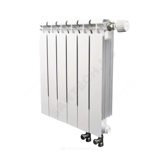 Радиатор биметаллический РБС 500/95 (А14) 13 секций Qну=2340 Вт с т/клапаном Danfoss ниж/п лев RAL 9010 (белый) Сантехпром