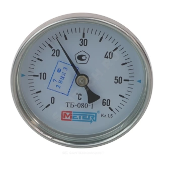 Термометр биметаллический осевой Дк80 60С L=40мм G1/2" ТБ-080-1 Метер